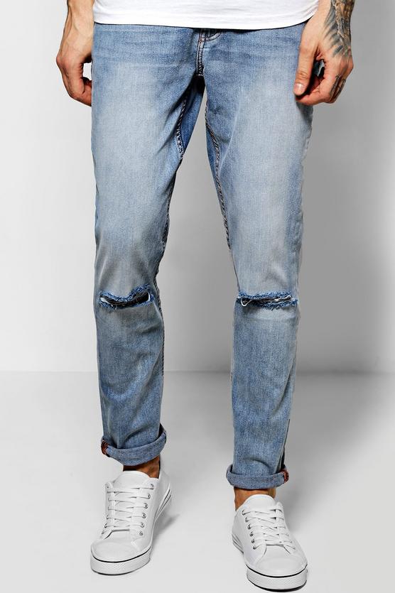 Super Skinny Fit Jeans With Ripped Knees